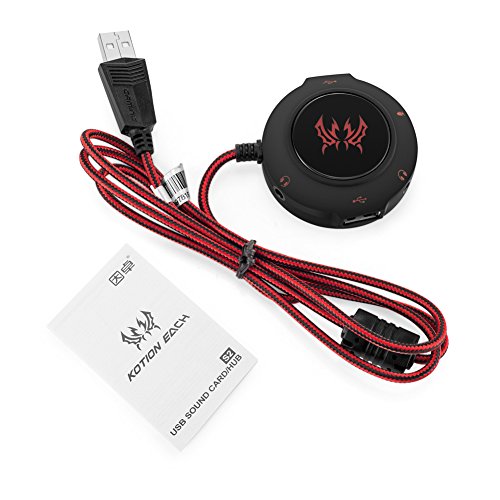 KOTION EACH Soundkarte USB Soundkarte Externer Stereo Sound Adapter für Windows und Mac. Plug & Play Keine Treiber benötigt. (Schwarz Rot) - 6
