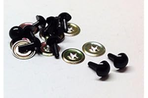 celloexpress 7.5mm Solid Black Safety Eyes with Metal Backs for Teddy Bear/Animal Soft Toy Making - Pack of 5 Pairs