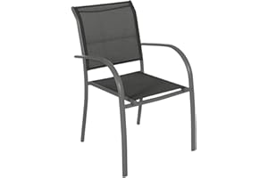 Hespéride - Fauteuil de Jardin Empilable Piazza Anthracite et Graphite Anti-Rouille Léger, Rangement Facile Mobilier d'Aménagement pour Terrasse Balcon
