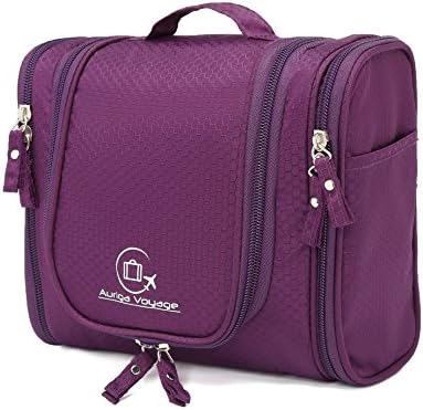 Premium Hanging Toiletry Travel Organiser for Women Men &amp; Kids. Strong Light Waterproof Multipocket Shower &amp; Shaving Bag Carryall Case for Cosmetics Makeup Baby Camping Personal Accessories (Purple)