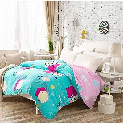 40S 196 Thread Count Cotton Duvet Covers Summer Thin Soft Cot Kids Children Teen Girls Boys Students College Dorm Bedding Cover (Pig, 220cm x 240cm)