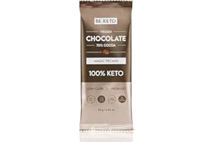 Be Keto Keto Czekolada + Olej MCT – Ciemna Czekolada z Batonem Pekan 90 g - Bezcukrowa Dieta Keto Low Carb Friendly