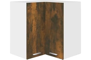 vidaXL Smoked Oak Hanging Corner Cabinet Crafted from Engineered Wood, 57x57x60 cm, Modern Design with Two-Shelved Storage Space for Kitchen Essentials