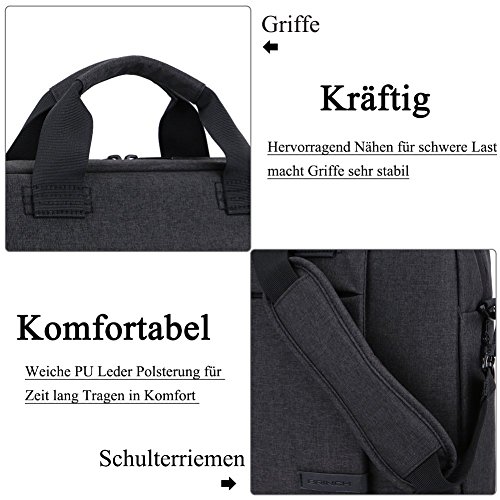 Laptop Tasche 15,6 Zoll, BRINCH stilvoll Nylon Laptop Messenger Bag Umhängetasche Schultertasche Aktentasche für 15-15,6 Zoll Laptop / Notebook / MacBook / Ultrabook / Chromebook Computers,Schwarz - 6