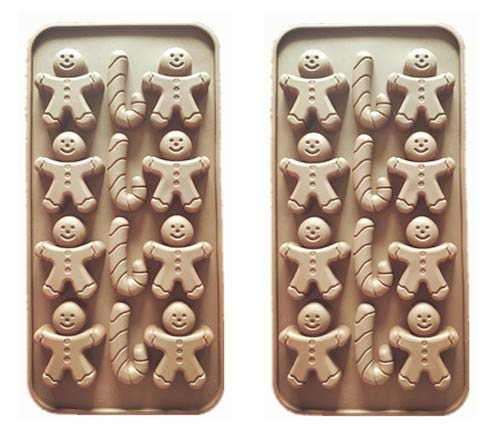 Ensemble de 2 moules à gâteau en Silicone, Moule à Chocolat à 12 cavités, Moule à Savon à la Main en Forme de Moule à Chocolat DIY en Forme de Treillis - Bonhomme en Pain d'épice, Canne en Sucre