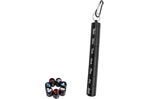 TSKDKIT Portapillole Settimanale Metallo Portapasticche Settimanale Tascabile Organizer Porta Pillole con Portachiavi e Gancio, Portapasticche Giornaliero Piccolo per Viaggi All'aria Aperta