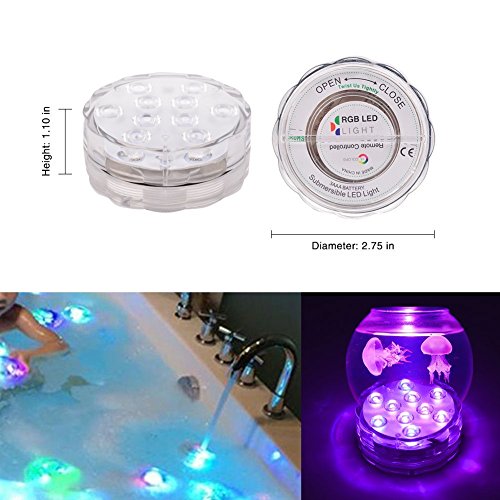 LED Unterwasser Leuchte, 4pcs Multi-Farben Wasserdichte Schwimmlichter Deko Lichter mit Fernbedienung für Hochzeit Schwimmbecken Aquarium Badewanne Pool und Spa - 5