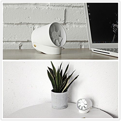 GuDoQi® Mini Tragbarer Ventilator Kreative Double Blades mute Usb Desktop Fan Mit Lederband Weiße - 7