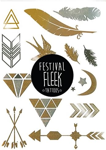 Shimmer Salvation ✮ Premium Designer Luxury Metallic Gold & Silver Flash Temporary Body Tattoos for Festivals / Ibiza (Large A5 Size) (Shimmer Salvation)