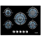 Cata Glass Gas Plate L 7005 CI, 5 Burners, Width 70 cm, Power 10,9 kW, Cast Iron Grills, Injectors Included, Electronic Ignit