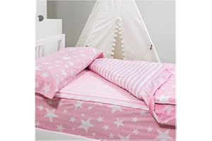 COTTON ARTean Saco nordico con Relleno NORDICO GIVETTE Pink para Cama 90 x 190/200 + 1 Funda de Almohada. Saco Unido a la Bajera con Cremallera. con Relleno nórdico. Color Rosa