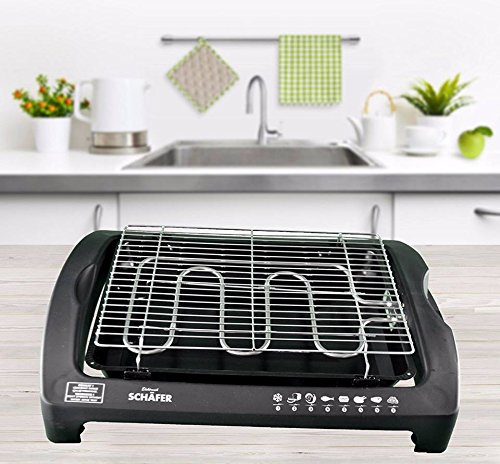 WTC praktischer BBQ Elektro Tischgrill Elektrogrill elektrischer Barbeque Grill (Schwarz)