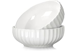 NUTRIUPS Ceramic Salad Bowls, 1.5L Serving Bowl for Salad Fruit Pasta, 20x7.7cm Bowl Set of 2