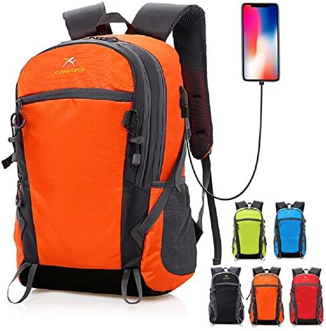 BAINA Lightweight Hiking Backpack Trekking Rucksack Foldable Packable Daypack Shoulder Bag Waterproof Outdoor Sports-Orange