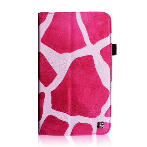 Fintie Samsung Galaxy Tab 3 7.0 (7 Zoll) SM-T210 SM-T211 Hülle Case – Slim Fit Folio Bookstyle Kunstleder Schutzhülle Cover Tasche mit Ständerfunktion und Stylus-Halterung, Giraffe Pink - 3