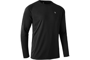Rdruko Mens Quick Dry Long Sleeve Tops Breathable Running Sport Gym T Shirts UV Sun Protection Hiking Fishing Shirt