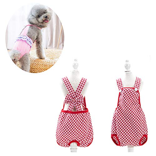 Preisvergleich Produktbild JHDUID Hund Damenbinden, wiederverwendbar waschbar Bequeme Damenbinden physiologische Hosen Pet Unterwäsche Windeln (rot / pink / blau),Red,S