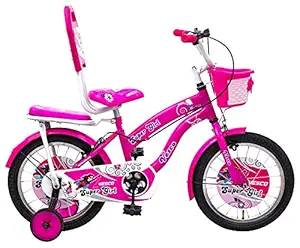 VESCO Super Girls Pink Kids Cycle 16 Inch Fully Adjustable with Back Seat & Support