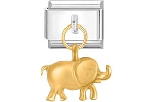 Quiges - 9mm Italian Style Charm Modul Edelstahl Aufhänger Elefant für Italienische Armbänder