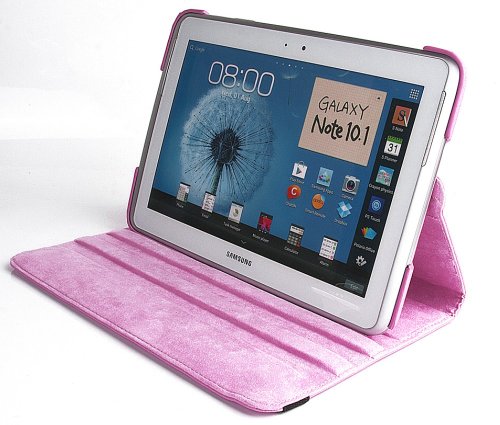 gada – Samsung Galaxy Tab 3 P5200 P5210 P5220 360° drehbare Tasche aus Leder-Imitat mit praktischer Standfunktion in schickem Rosa / Pink inkl. kostenloser Displayfolie und Touch Pen - 5