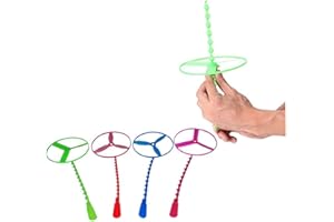 EQLEF 10PCS Twisty Pull String Flying Saucers Spinning Flying Disc Helicopters Toy Educational Toys for Children-Style random, color random