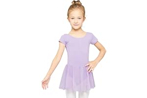Mecceos Ballettkleidung Mädchen Ballettkleid Kurzarm Baumwolle Balletttrikot Ballettanzug Kinder Tanzkleid Tanzbody mit Rock Tütü