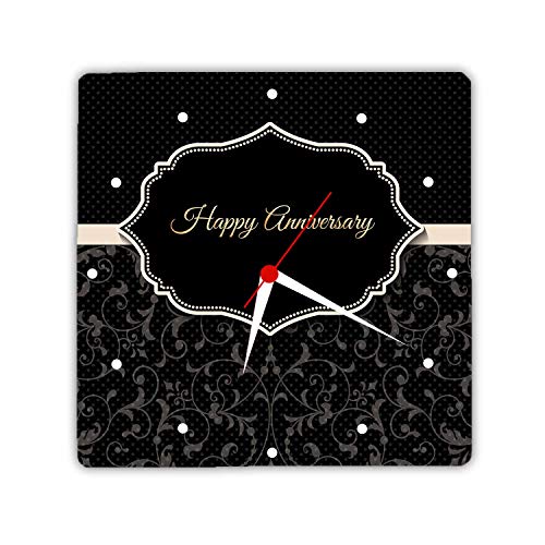Designer Panda, Happy Anniversary Light Weight Printed Wall Clock for House Decor 8 inches