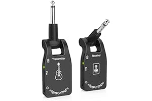 Summina - Sistema inalámbrico para guitarra 2.4 G, receptor y transmisor de audio recargable, 6 canales, para bajo eléctrico y guitarra