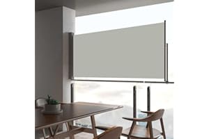 Myheimly Seitenmarkise Ausziehbar Sonnenschutz Sichtschutz Windschutz Seitenrollo Markise Seitenwandmarkise Balkon Garten Terrasse Creme,60 x 300 cm