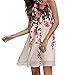 Produktbild Ba Zha Hei Elegant Sommer kurze Kleider Casual Damen Floral Rundhals Schulterfrei Chiffon Party Club Oberteil Mini Kleider Ausschnitt Ärmelloses Cocktailkleid Festlich Partykleid Kleid (S, Weiß)