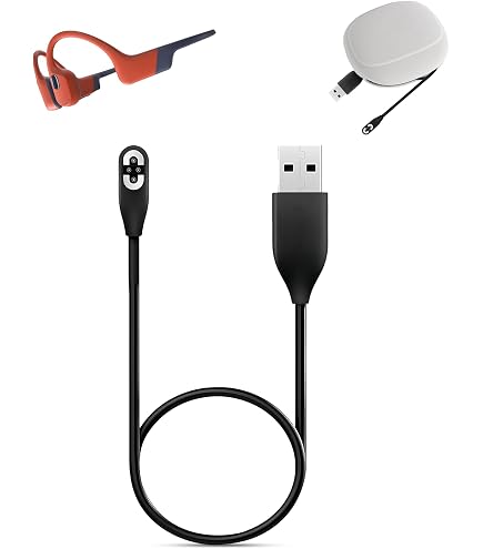 Câble Chargeur Magnétique RUXELY 1.8M 2-Pack Pour Shokz - Compatible AfterShokz Aeropex AS800, Openrun Pro S810, Openrun S803 Et Opencomm