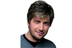 AIYLMZ Parrucche corte nere dritte con parte laterale per uomo con frangia Parrucchino per uomo di mezza età Parrucche naturali eleganti e soffici a strati Parrucche da uomo (Nero)