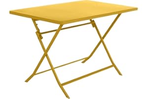 Hespéride - Table de Jardin Pliante Rectangulaire Greensboro Moutarde - 4 Places - Acier Traité Epoxy Traitement Antirouille Renforcé