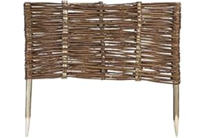 Mcsammler Weide Beeteinfassung in 16 Größen Weidenzaun Rasenkante Beetbegrenzung Steckzaun imprägniert mit Buchepflöcken für leichtes Einsetzen Palisade Länge: 60 cm Höhe: 30 cm