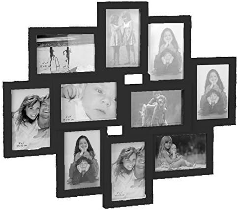 Easygift Products Large Multi Picture Photo Frame Collage Aperture Wall Decoration Photos (Black - 10 Photos)
