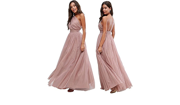 ASOS Ex Premium Rosa Scuro Tulle Monospalla Damigelle d'Onore Matrimonio  Abito Lungo 65 6-18 - Rosa, 8 : Amazon.it: Abbigliamento