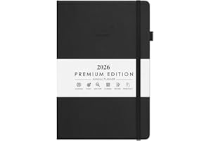 TOP SALE 2026 Planner – Premium Edition Annual Diary | A5 Textured Hard Cover Daily Planner with Tabs, Pen Holder, Elastic Band & Ribbon Bookmark | Hourly Schedule, Goal Setting, Productivity Organizer