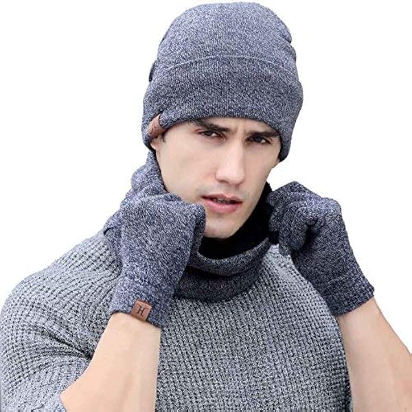 TAGVO Berretto Cappello Invernali Sciarpa Touch Screen Guanti Set - 9
