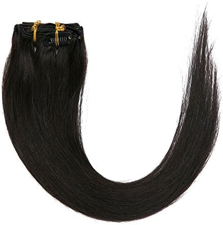 Grammy 24 Inch 7pcs Remy Clips In Human Hair Extensions 100g With Clips For Highlight (#1B Natural Black)