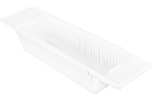 LICAEVEY Flerfunktionsbadkarshylla med Skiljepanel för Badrumstillbehör, Slitsad Design för Att Förhindra Mögel, Badleksaksar