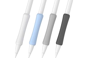 FAFALITHIC Lot de 4 Poignées Ergonomiques Coque en Silicone Compatibles avec Apple Pencil 1ère génération, 2ème génération, USB-C et Pro (Blanc/Gris/Bleu/Nior)
