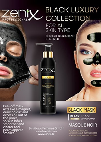 Zenix Black Mask Peel - Schwarze Peeling Maske gegen Pickel, Mitesser und Unreinheiten (1) | Reinigungsmaske, Gesichtsmaske zur Porenreinigung zum Abziehen | Peel Off Maske gegen Black Heads