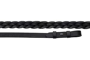 WINDSOR SMITH Windsor Equestrian Leather Plaited Reins - Horse Riding Reins - Havana Brown