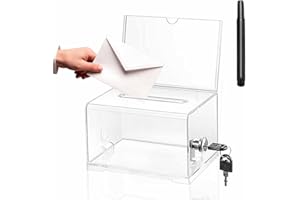 Nizirioo Urne Transparente, Boîte De Rangement Acrylique, Boîte À Suggestion Verrouillable Acrylique Avec Clé, Boîte À Dons Transparente Boîte Donation Transparent Pour Vote, Concours, Cartes Visite