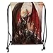 Produktbild ZKHTO Drawstring Sack Backpacks Bags,Fantasy World,Majestic Dragon Resting on Mountain Mythological Fire Spewing Creature Print,Multicolor Soft Satin,5 Liter Capacity,Adjustable String Closur