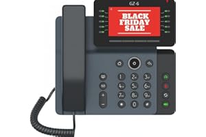 GEQUDIO IP Telefon GZ-6 mit Netzteil - Fritzbox, Telekom kompatibel - Premium Freisprechen & neigbares Display - Anleitung für Fritz!Box Telefonanlage, Sipgate, Telekom, Speedport - WLAN Bluetooth