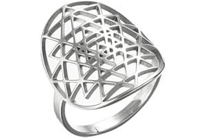 EUEAVAN Anello regolabile Sri Yantra Chakra Sri Yantra Amuleto Talismano Ciondolo Geometria Sacra Anello Induismo Simbolo Sacro Indù Anello Gioielli da Meditazione per Donne Uomini