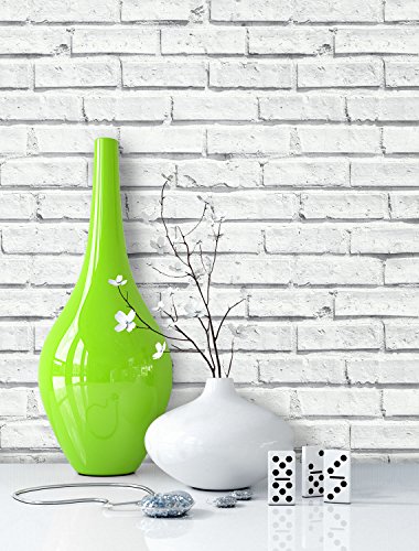 Steintapete in Weiß , schöne edle Tapete im Steinmauer Design , moderne 3D Optik für Wohnzimmer, Schlafzimmer oder Küche inklusive der Newroom Tapezier Profi Broschüre, mit Tipps für perfekte Wände