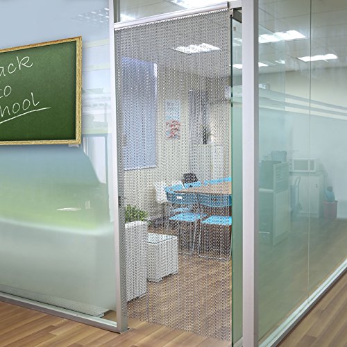 Voilamart Grau Aluminium Metal Türvorhang Kettenvorhang Fadenvorhang Raumteiler 90x214.5cm