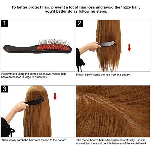 übungskopf friseur LuckyFine 24“ synthetische haare / frisierkopf / frisierkopf mit langen haaren / friseur übungsköpfe / frisierkopf übungskopf /mit langen haaren Übungskopf Friseurkopf Ausbildung Kopf mit Halter - 6